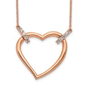 14k Rose Gold 1/4 Carat Natural Rd Diamond Heart Necklace 18 inches fine jewelry